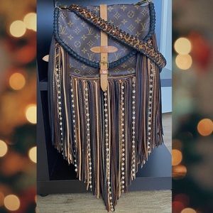 Fringe Louis Vuitton Satchel with Leopard Strap